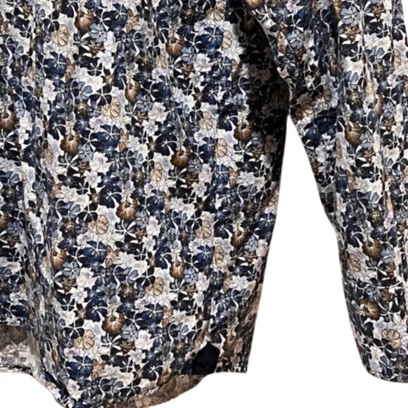 Patrick James Floral Button Up Dress Shirt In Blue & Brown W/ Long Sleeves XXL - Picture 4 of 11
